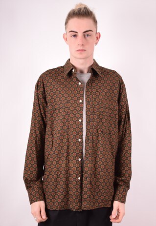 MENS VINTAGE SHIRT LARGE KHAKI 90S