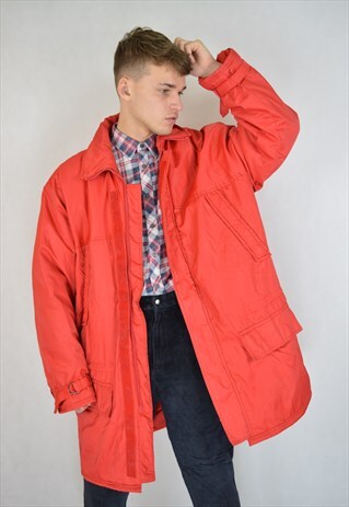 VINTAGE RED OVERSIZE RAVE PUFFER JACKET