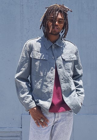 60S CLASSIC MINIMALST SWISS WORKER DENIM JACKET MEDIUM