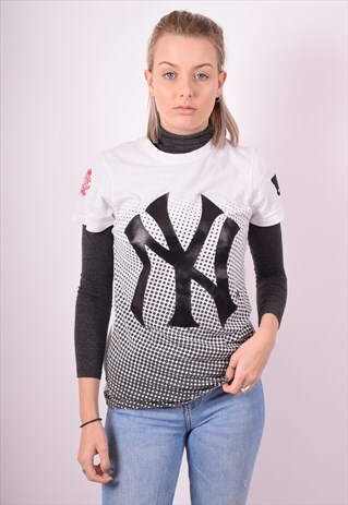 MAJESTIC WOMENS VINTAGE T-SHIRT TOP XS WHITE 90S