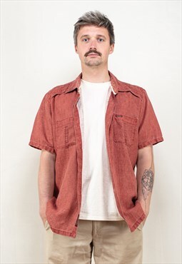 Vintage 90's MARLBORO CLASSICS Linen Shirt in Red