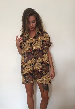 CRAZY PATTERNED VINTAGE RETRO FESTIVAL OVERSIZED SHIRT