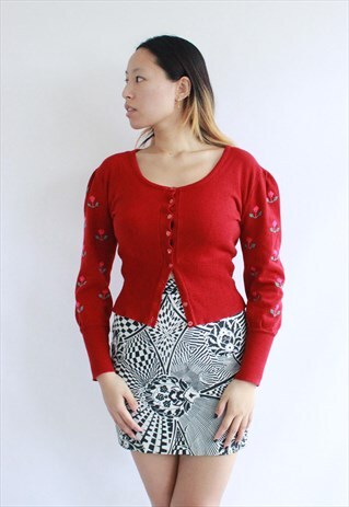 VINTAGE 80S PUFF SLEEVES CARDIGAN