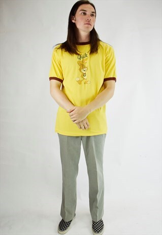 VINTAGE 90S YELLOW NESTLE 'QUICK' MILKSHAKE RINGER TEE