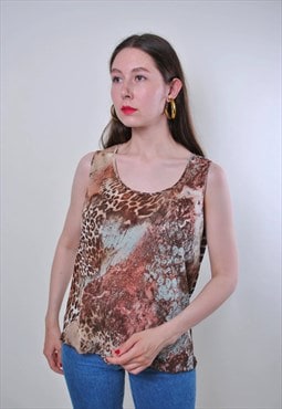 Leopard print women vintage evening tank top