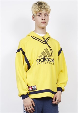 VINTAGE 90'S ADIDAS BASKETBALL YELLOW HOODIE