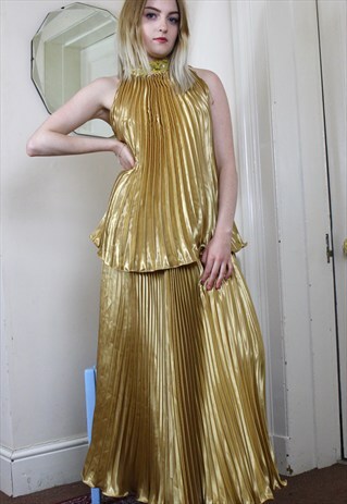 70'S GOLD COCKTAIL DRESS (CO-ORD)