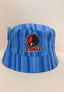 Vintage Y2K Peace Stripe Bucket Hat S