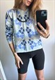 RETRO KNIT FLORAL PULLOVER SWEATER - SMALL