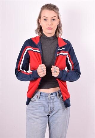 DIADORA WOMENS VINTAGE TRACKSUIT TOP JACKET SMALL RED 90'S
