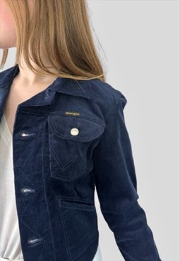 Wrangler 70's Vintage Ladies Fitted Blue Cord Jacket 