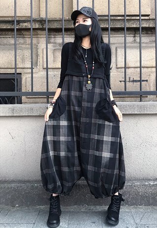 SUMMER KOREAN-STYLE PLAID OVERALLS
