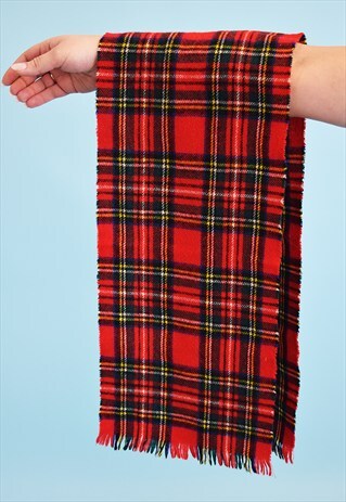 VINTAGE 90'S TARTAR PATTERN LONG SCARF