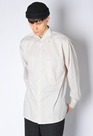 VINTAGE 90S BEIGE MINIMALIST LONG SLEEVE SHIRT