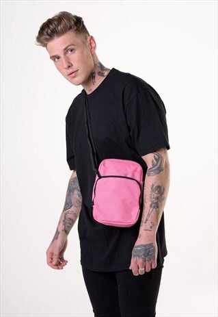 CROSS BODY FESTIVAL SHOULDER TOTE MAN BAG - BLACK/PINK