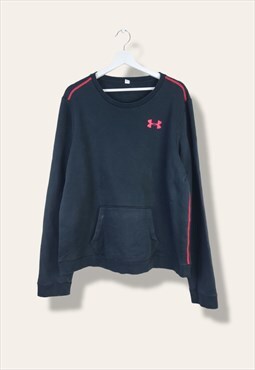 Vintage Under Armour Sweatshirt Pink Logo in Black L