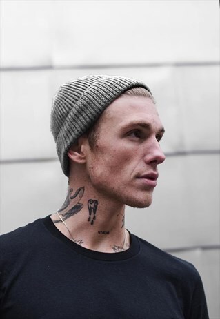 SMALL WINTER TRAWLER FISHERMAN BEANIE HAT - HEATHER GREY