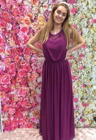 SHEER TOP PROM, EVENING OR BRIDESMAIDS CHIFFON DRESS