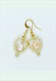 GOLD AND PINK GLASS REGAL GLAM EARRINGS