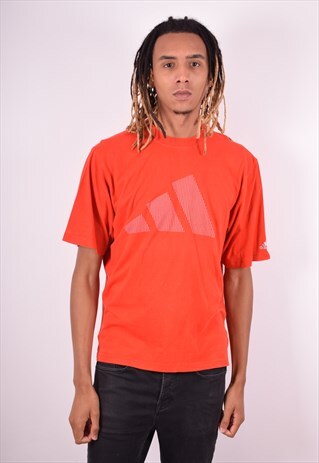 ADIDAS MENS VINTAGE T-SHIRT TOP LARGE RED 90S