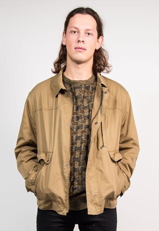 VINTAGE 90'S PIERRE CARDIN BEIGE BOMBER JACKET