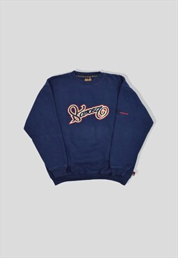 Vintage 90s Hip-Hop Embroidered Sweatshirt in Navy Blue