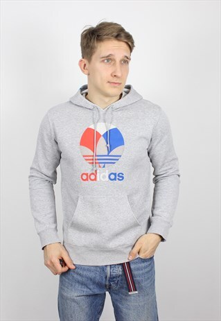 VINTAGE MENS ADIDAS ORIGINALS HOODIE BIG LOGO
