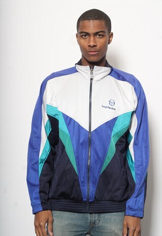 VINTAGE SERGIO TACCHINI JACKET TRACK TOP LOGO BLUE
