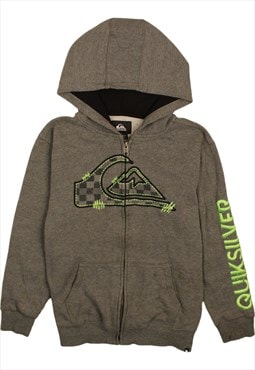 Quicksilver 90's Spellout Full Zip Up Hoodie XLarge Grey