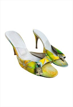 Christian Dior Heels 5.5 / 6 Mules Padlock Logo Vintage
