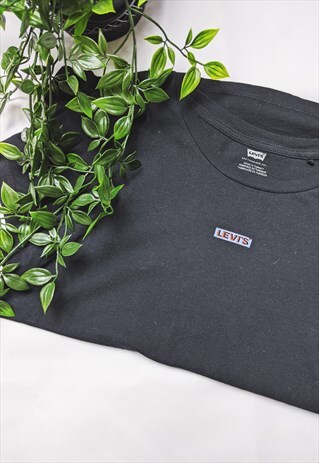LEVI'S T SHIRT BLACK PRINTED LOGO SHORT SLEEVED PLAIN LADIES