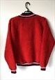 BOWLING STYLE RED 70S SWEATER PULLOVER SMALL