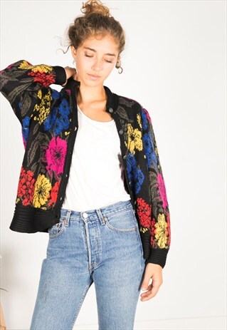 VINTAGE 80S CASUAL KNIT CARDIGAN / R03063