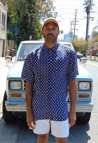 90S CLASSIC LUXURY ABSTRACT PRINT SHORT SLEEVE SILK SHIRT