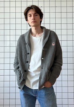 Vintage POLO RALPH LAUREN Cardigan Shawl Sweater Knit Grey