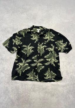 Vintage Hawaiian Shirt Palm Leaf Patterned Shirt