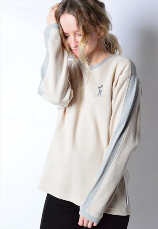 VINTAGE 90S DISNEY BEIGE V-NECK MICKEY SWEATSHIRT