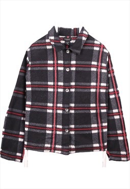 Diagnal 90's Button Up Check Fleece Medium Black