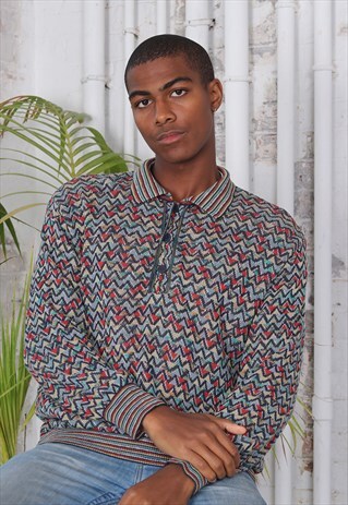 VINTAGE MISSONI KNITTED BUTTON UP JUMPER MULTI-COLOUR