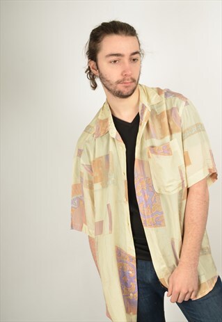 VINTAGE ABSTRACT CRAZY PATTERNED SHIRT