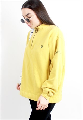 90'S RETRO YELLOW 1/4 ZIP PULLOVER SWEATSHIRT