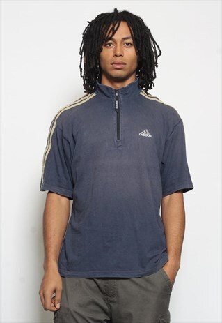 VINTAGE ADIDAS 1/4 ZIP TOP BLUE