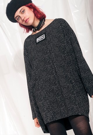 VINTAGE TOP 90S REWORKED ERROR GRAPHIC PATCH LONG SLEEVE TOP