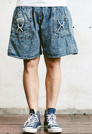 VINTAGE ACID WASH DENIM SHORTS