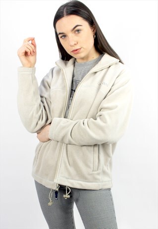 90'S RETRO BEIGE ZIP FLEECE JACKET