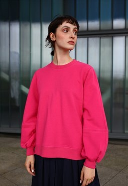 Ganni Crew Neck Jumper Sweatshirt in Pink Small 