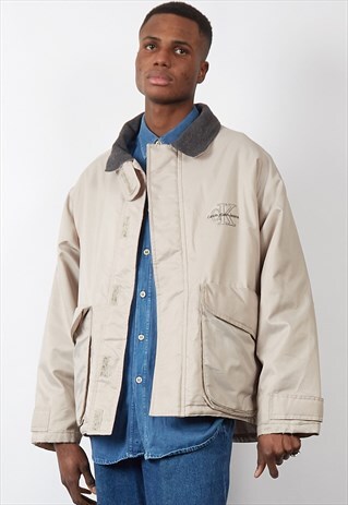 RARE VINTAGE 90'S CALVIN KLEIN BEIGE PADDED UTILITY JACK