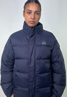 Navy Blue 90s Kappa Embroidered Puffer Jacket Coat 