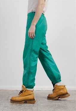 Vintage 90s Electric Green Padded Winter Pants Men M/L