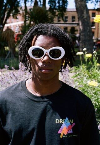 OVAL COBAIN SUNGLASSES WITH WHITE COLOURED FRAME UV 400